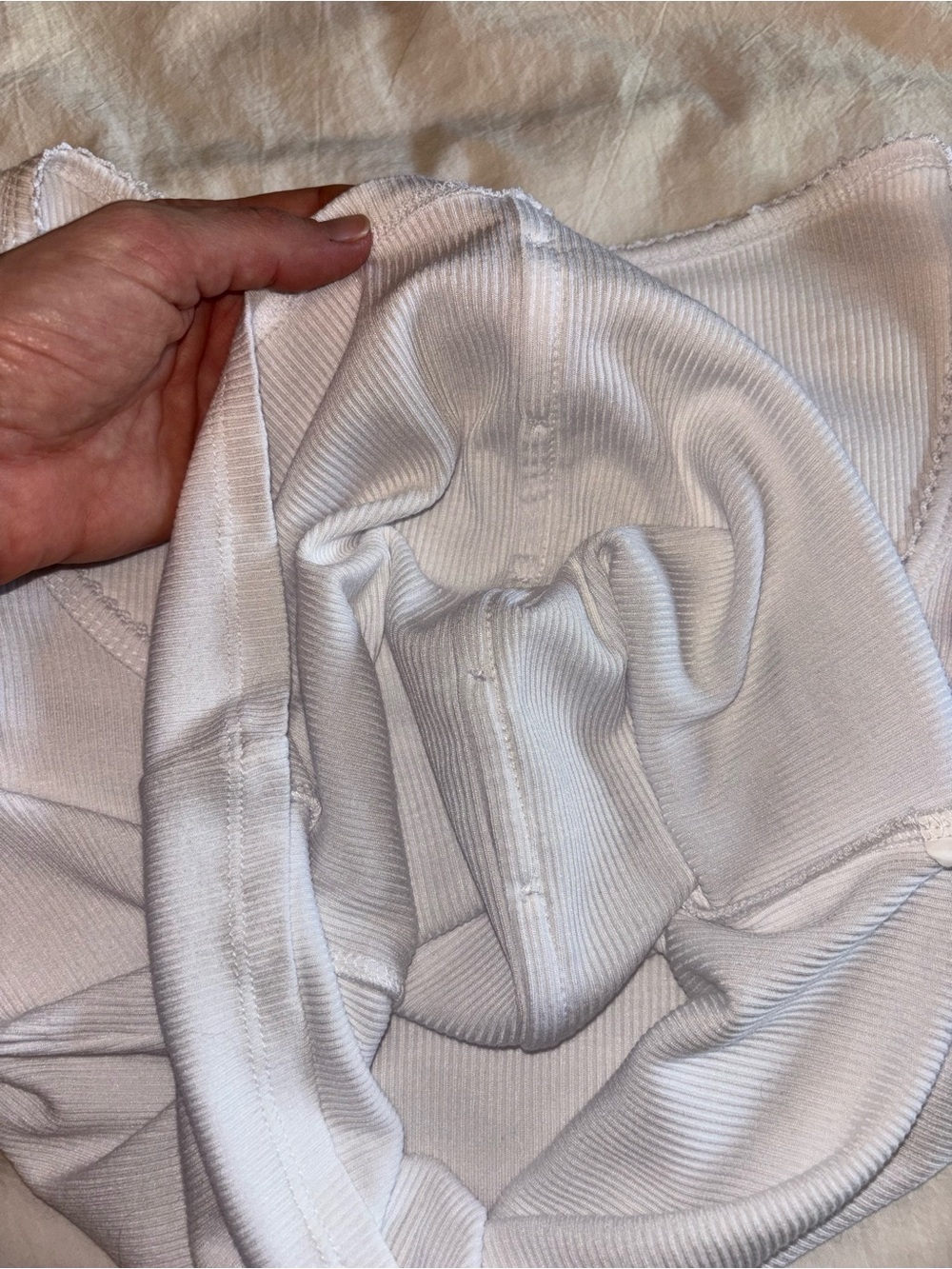 White Ribbed Button-Front Scoop Neck Top - Picture 8 of 8